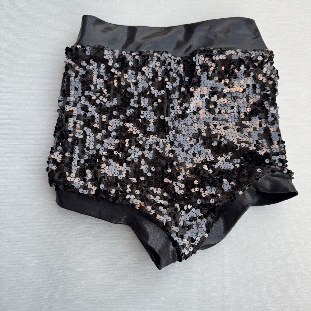 Balera Dance Wear Sequin Bottoms SA Black Small 4/6 High Waisted Faux Leather - Picture 4 of 7
